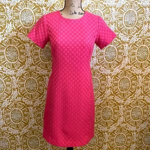 Sail To Sable Beautiful Pink Mesh Dots Short Sleeve Shift Dress in Coral size 2